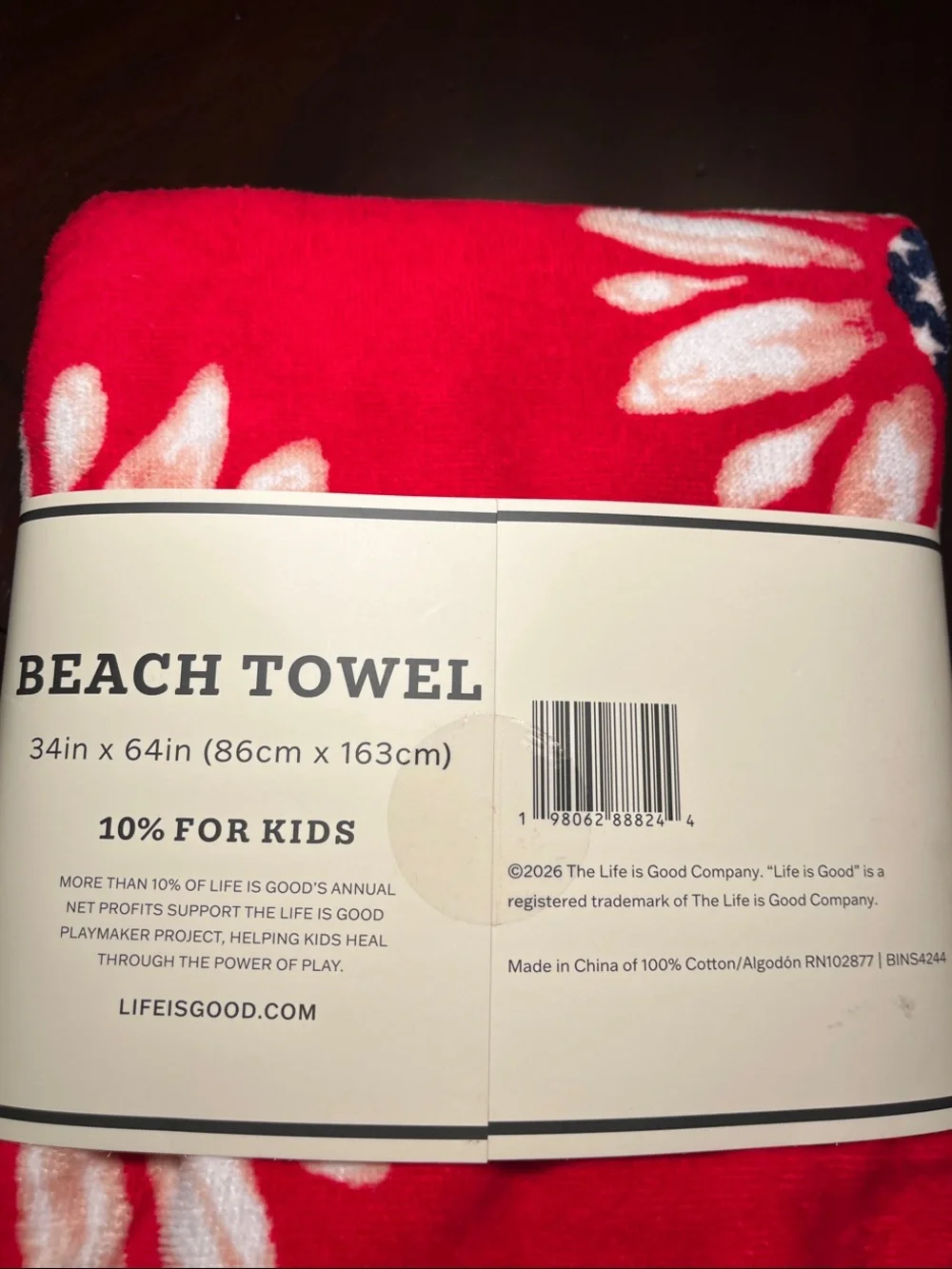 Life is Good Patriotic Floral Beach Towel (Pair)